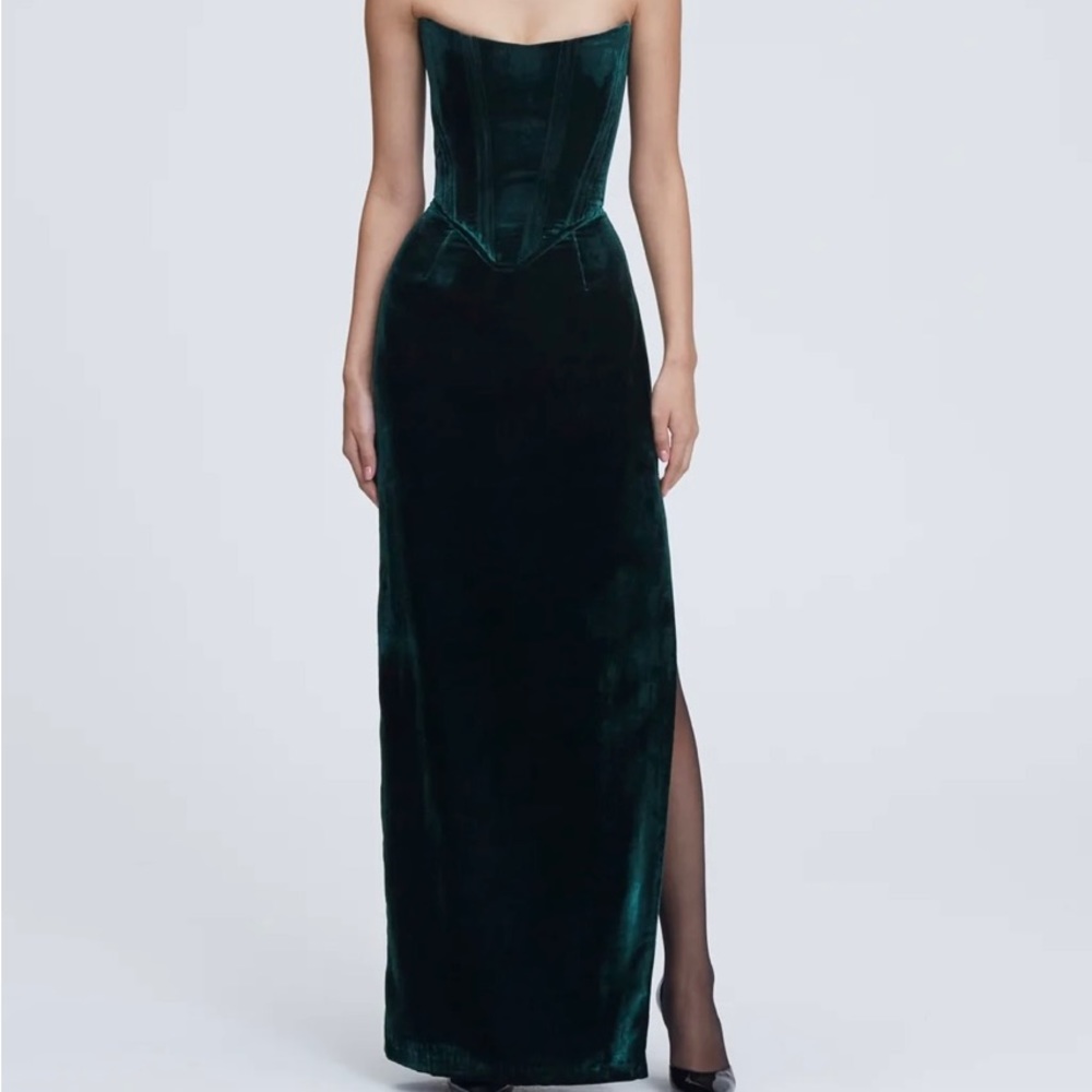 velvet dark green corset gown